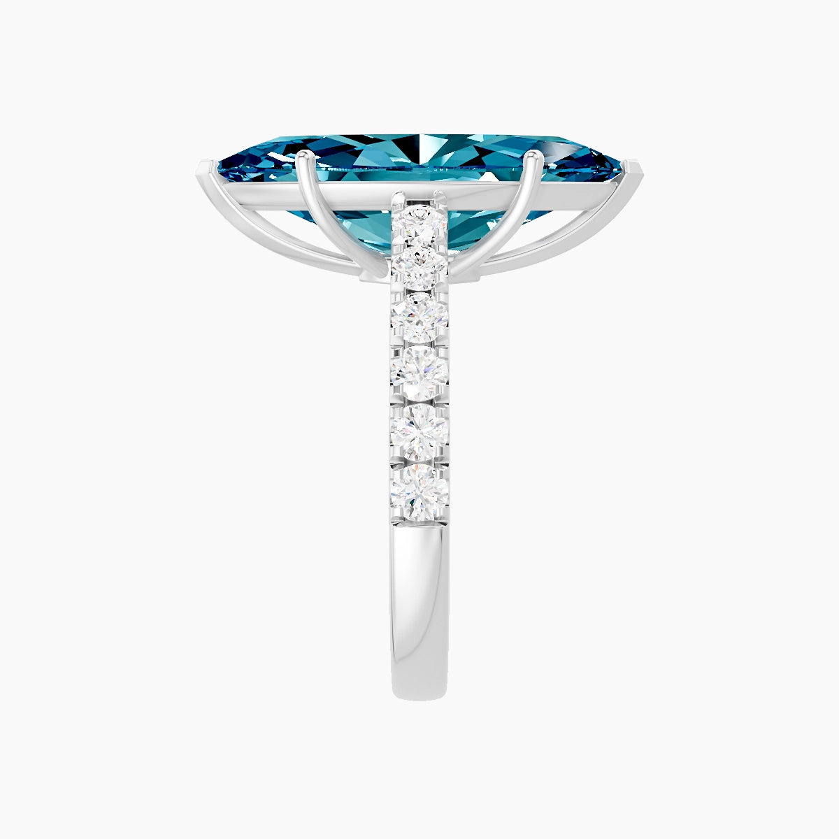 Straight Shank | 18k White Gold 5 ct Marquise Blue Lab Diamond Ring