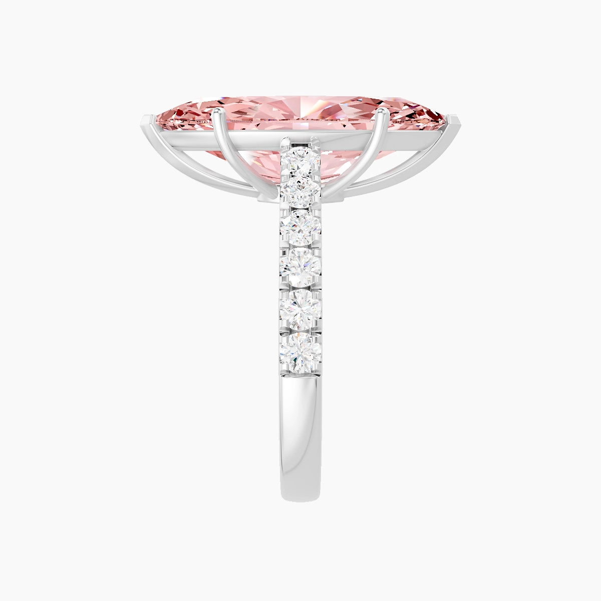 Straight Shank | 18k White Gold 5 ct Marquise Pink Lab Diamond Ring