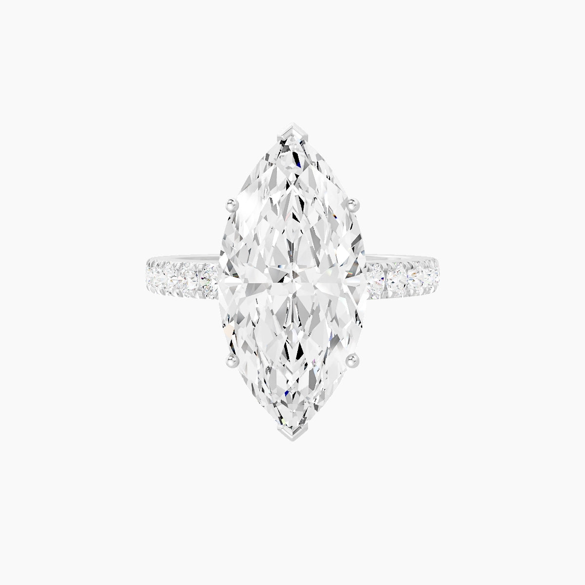 Straight Shank | 18k White Gold 5 ct Marquise White Lab Diamond Ring