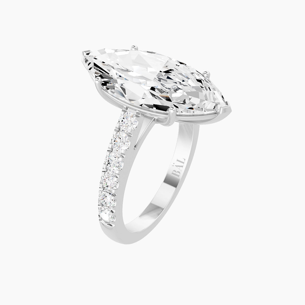 Straight Shank | 18k White Gold 5 ct Marquise White Lab Diamond Ring
