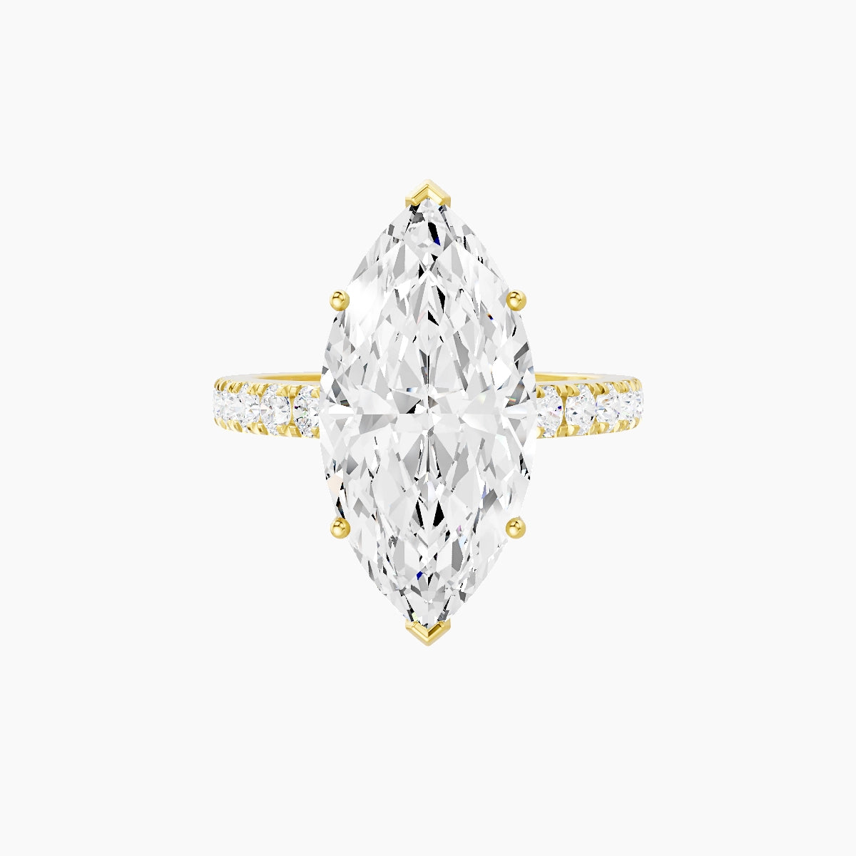 Straight Shank | 18k Yellow Gold 5 ct Marquise White Lab Diamond Ring