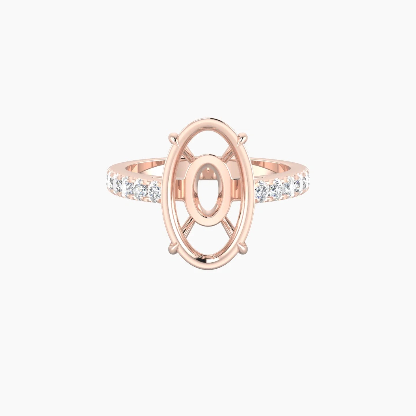 Straight Shank | 18k Rose Gold 5-7.99 ct Oval Cut Ring Setting