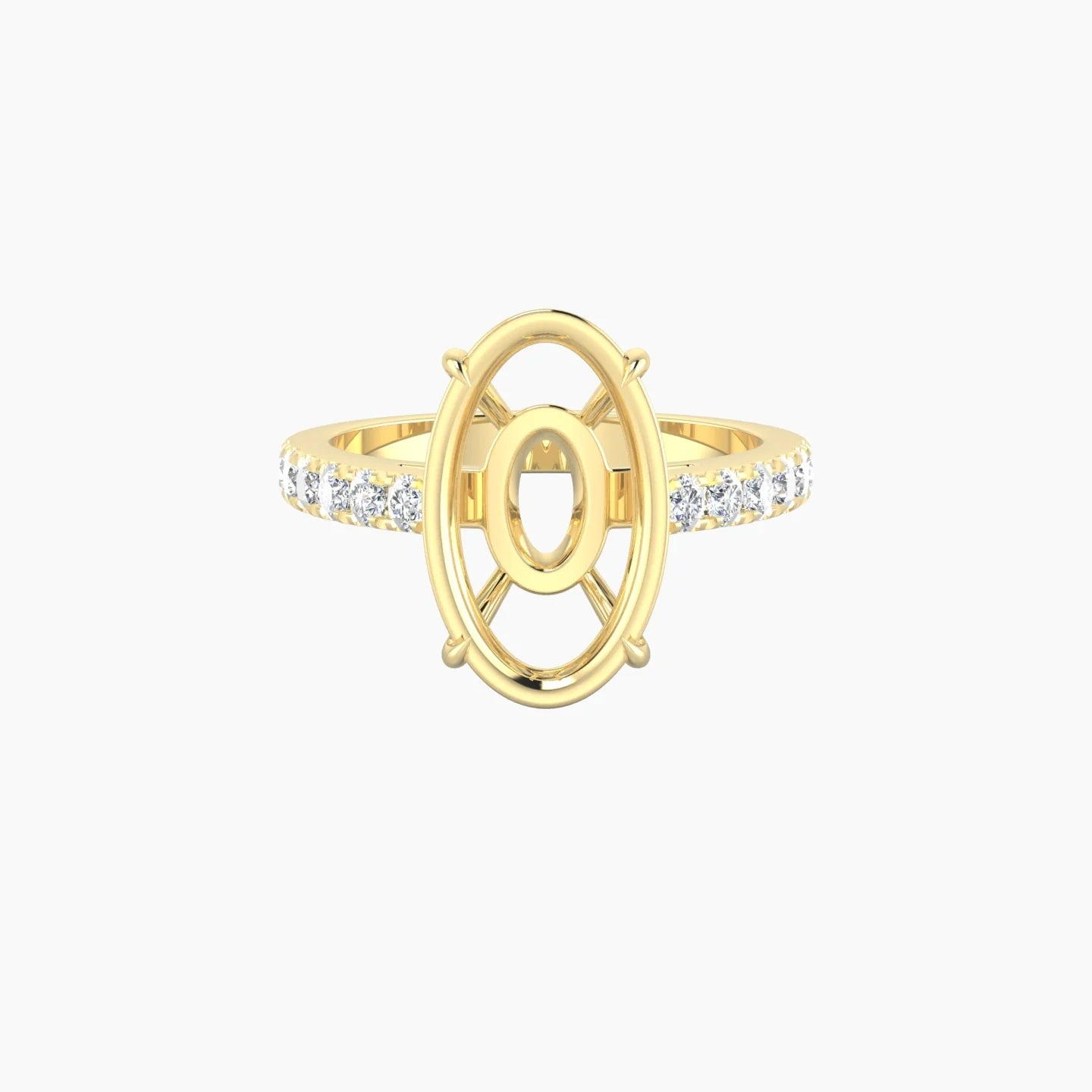 Straight Shank | 18k Yellow Gold 5-7.99 ct Oval Cut Ring Setting