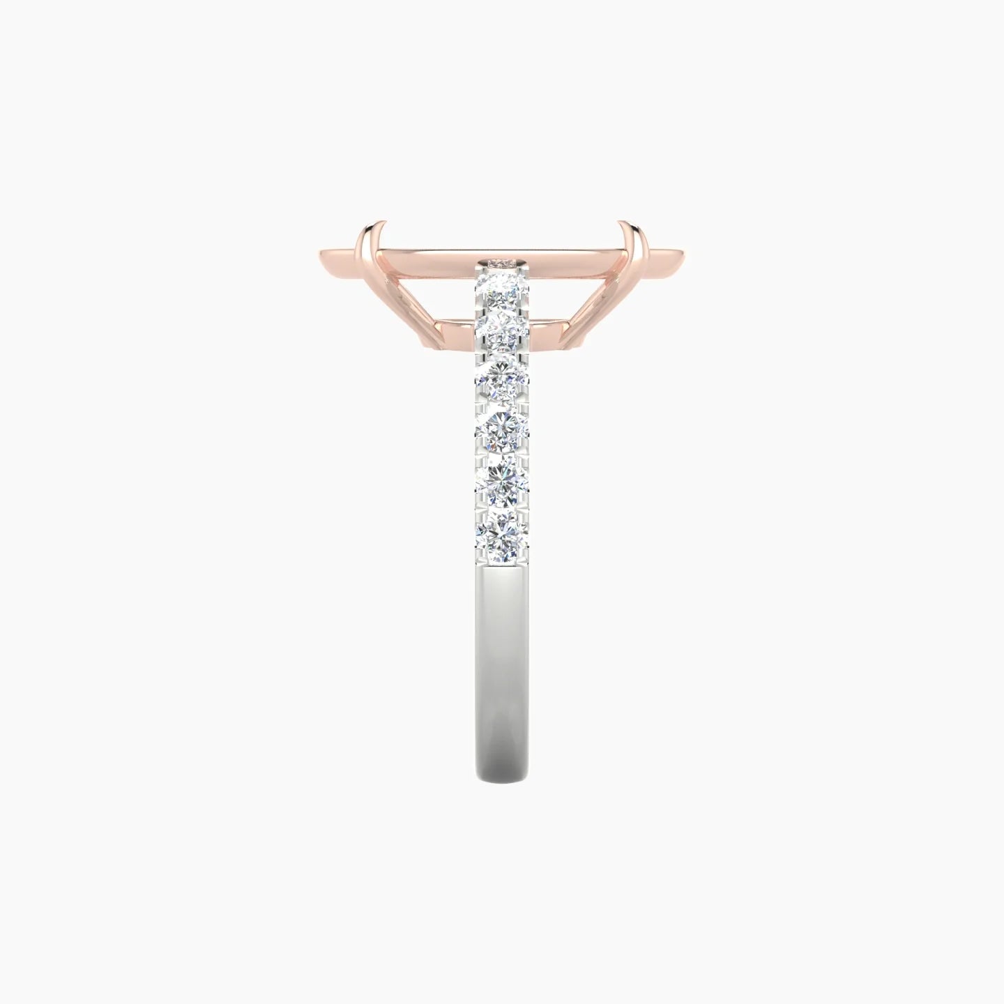 Straight Shank | 18k White & Rose Gold 5-7.99 ct Oval Cut Ring Setting