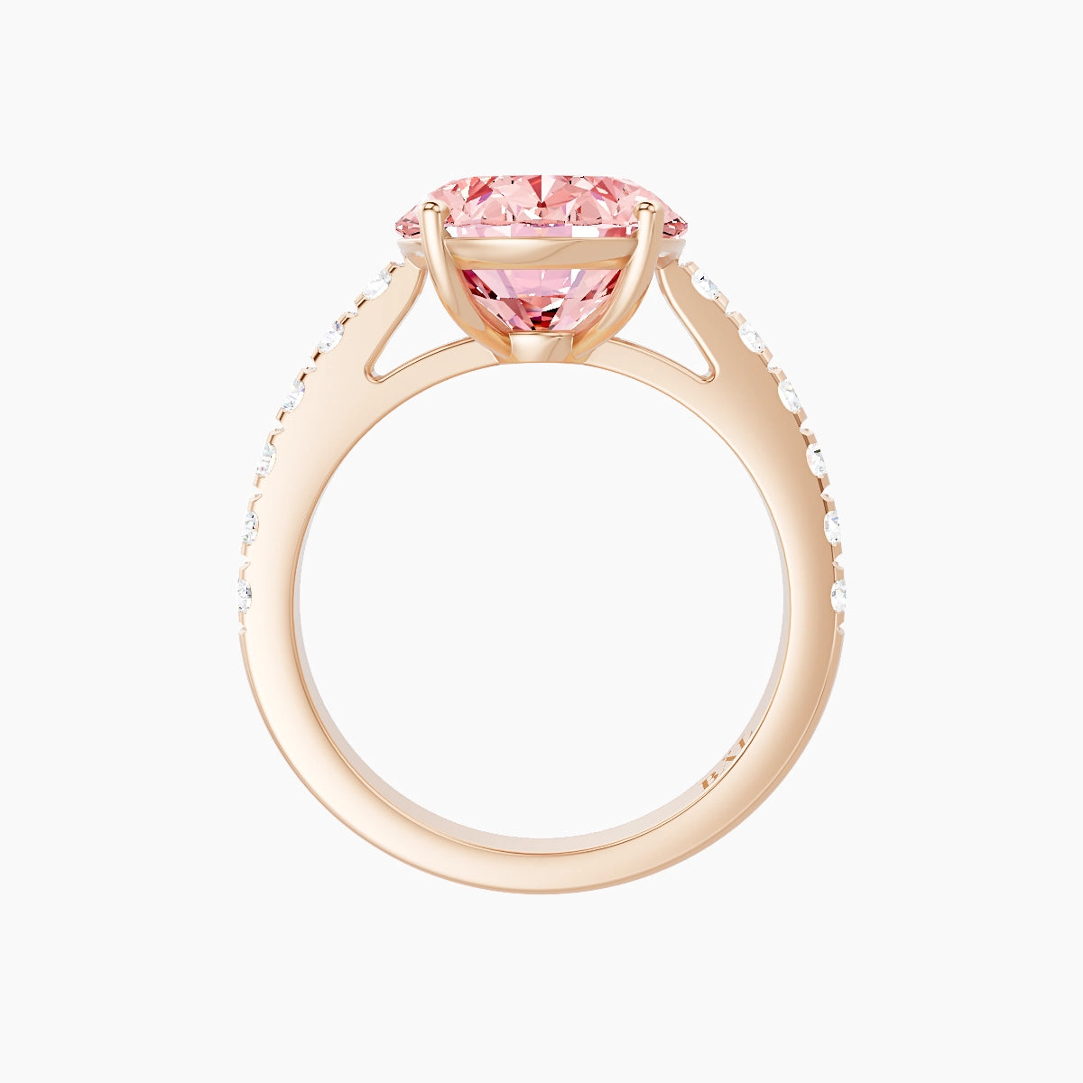 Straight Shank | 18k Rose Gold 5 ct Oval Pink Lab Diamond Ring