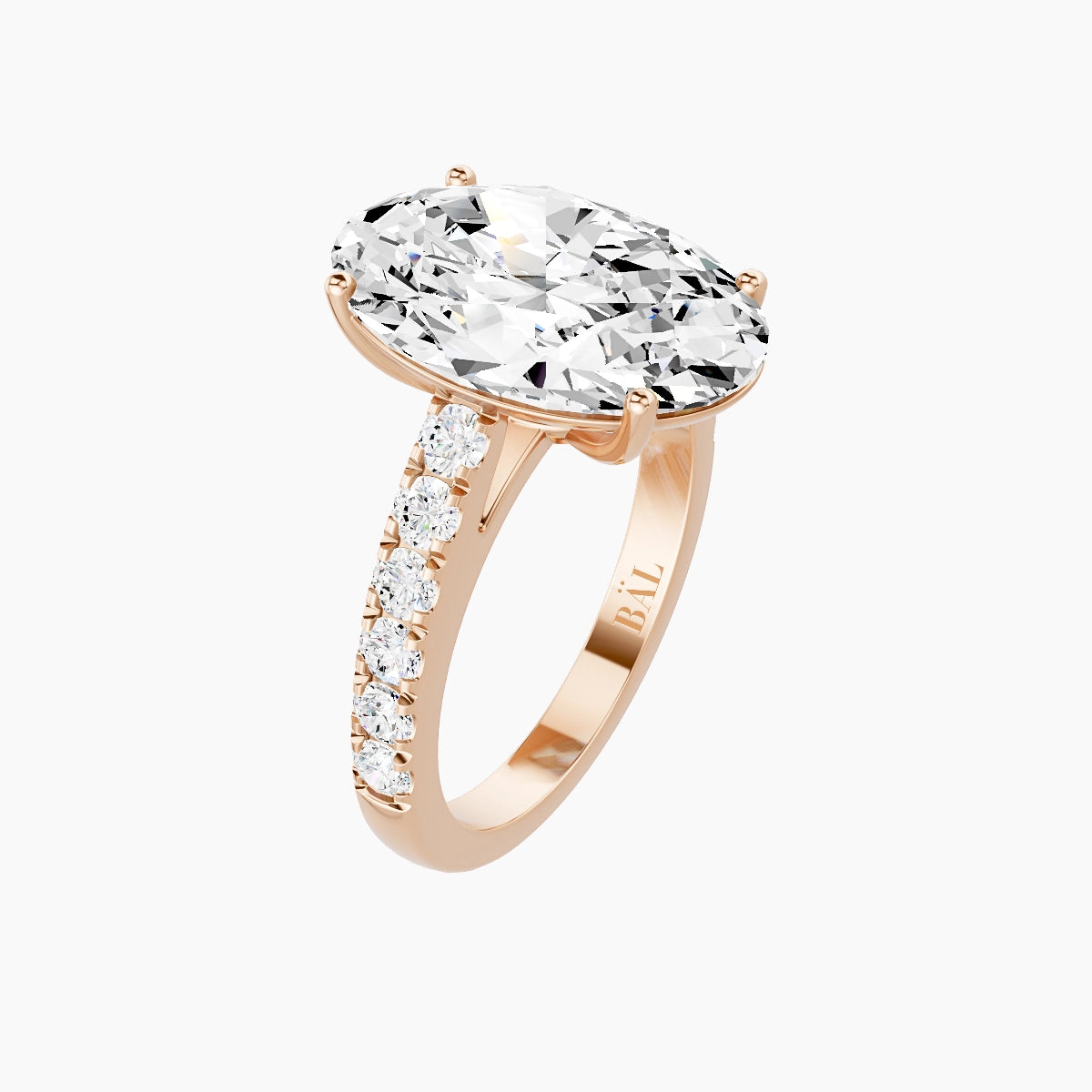 Straight Shank | 18k Rose Gold 5 ct Oval White Lab Diamond Ring
