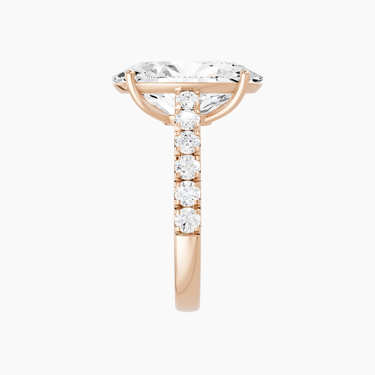 Straight Shank | 18k Rose Gold 5 ct Oval White Lab Diamond Ring