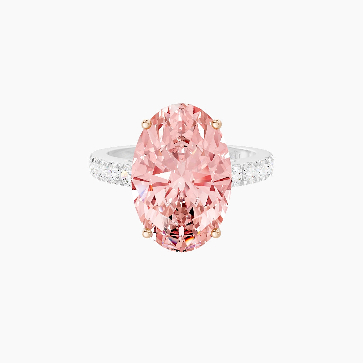 Straight Shank | 18k White & Rose Gold 5 ct Oval Pink Lab Diamond Ring