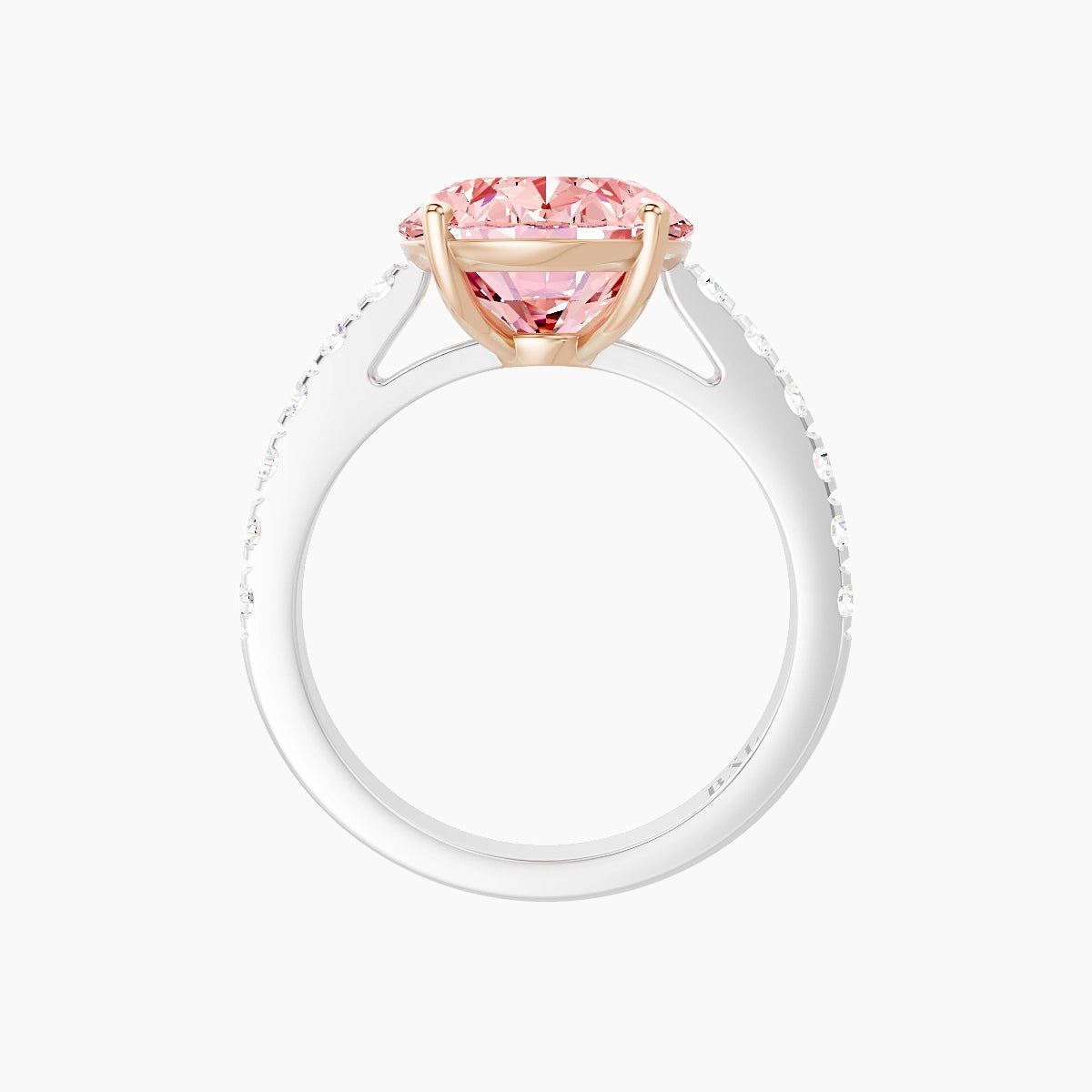 Straight Shank | 18k White & Rose Gold 5 ct Oval Pink Lab Diamond Ring