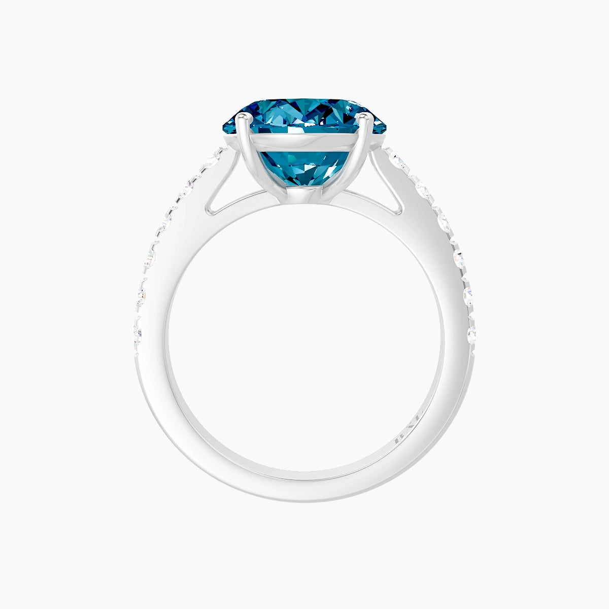 Straight Shank | 18k White Gold 5 ct Oval Blue Lab Diamond Ring