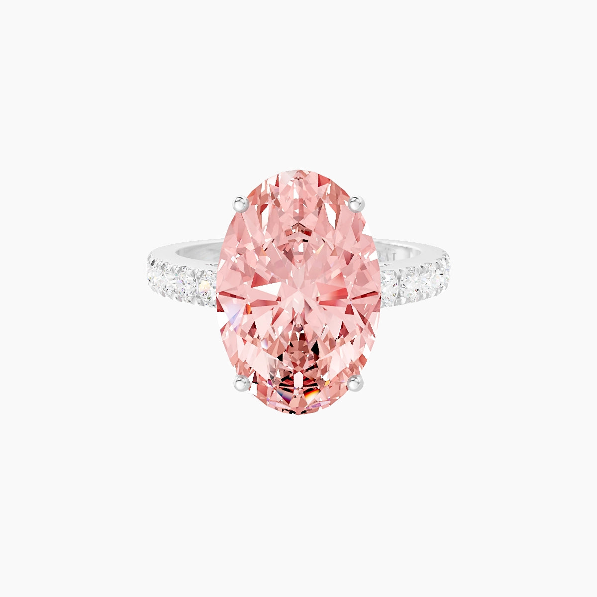 Straight Shank | 18k White Gold 5 ct Oval Pink Lab Diamond Ring