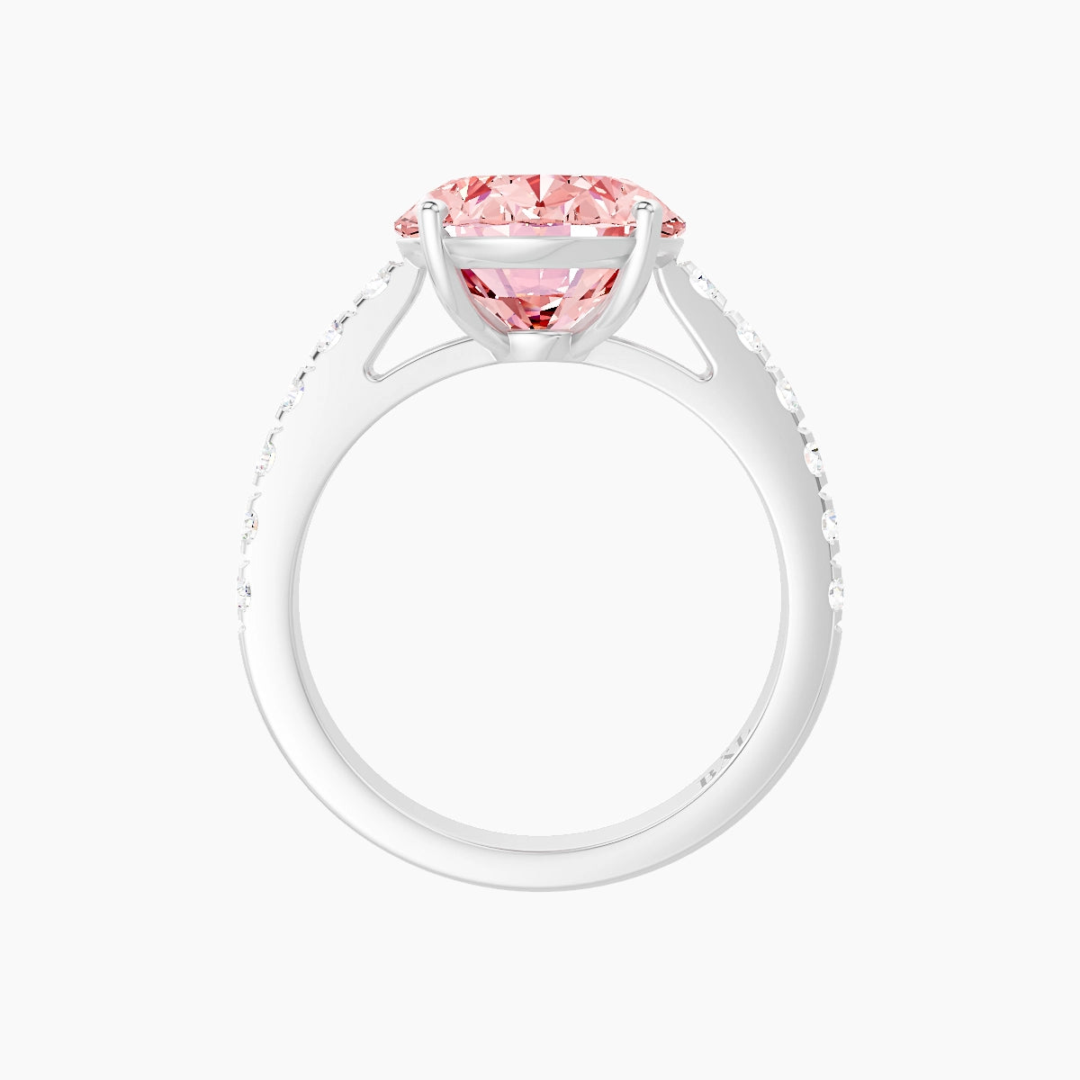 Straight Shank | 18k White Gold 5 ct Oval Pink Lab Diamond Ring
