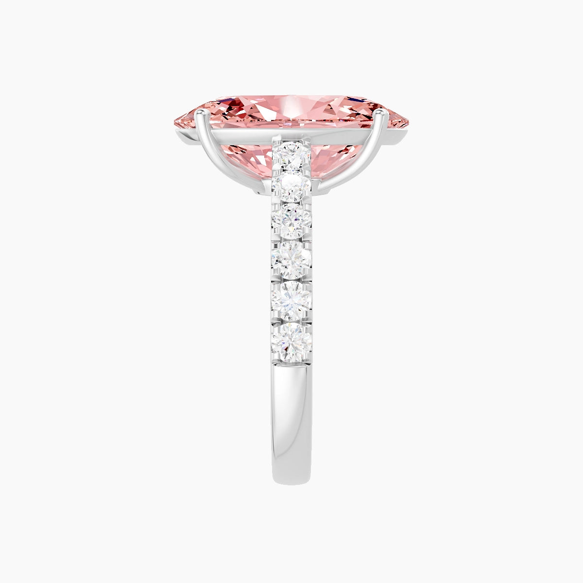 Straight Shank | 18k White Gold 5 ct Oval Pink Lab Diamond Ring