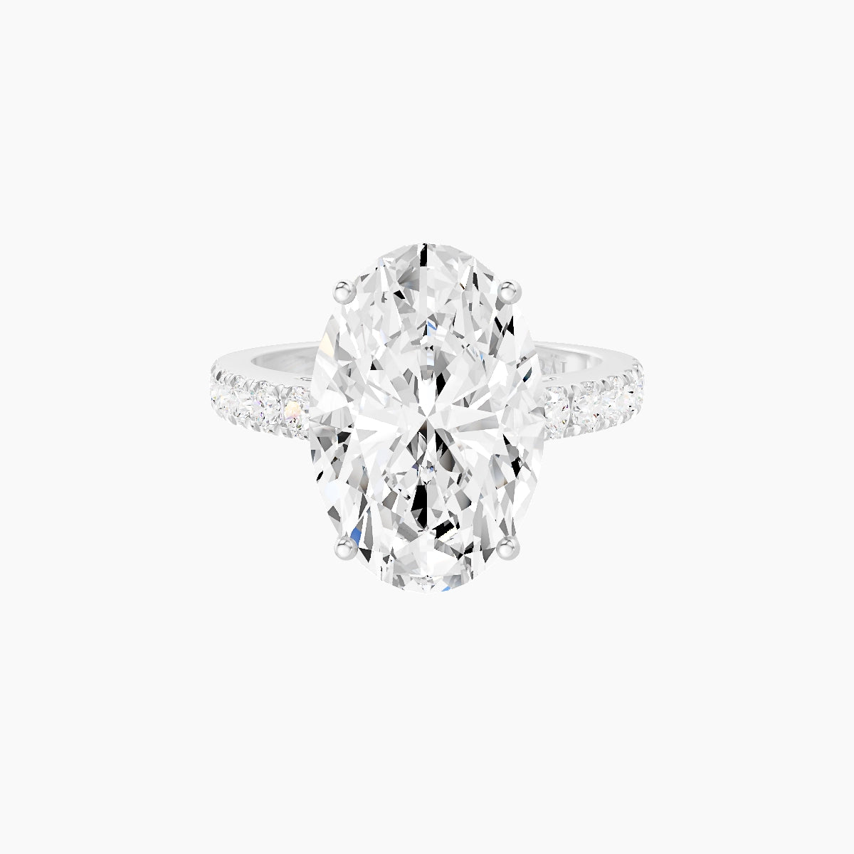 Straight Shank | 18k White Gold 5 ct Oval White Lab Diamond Ring