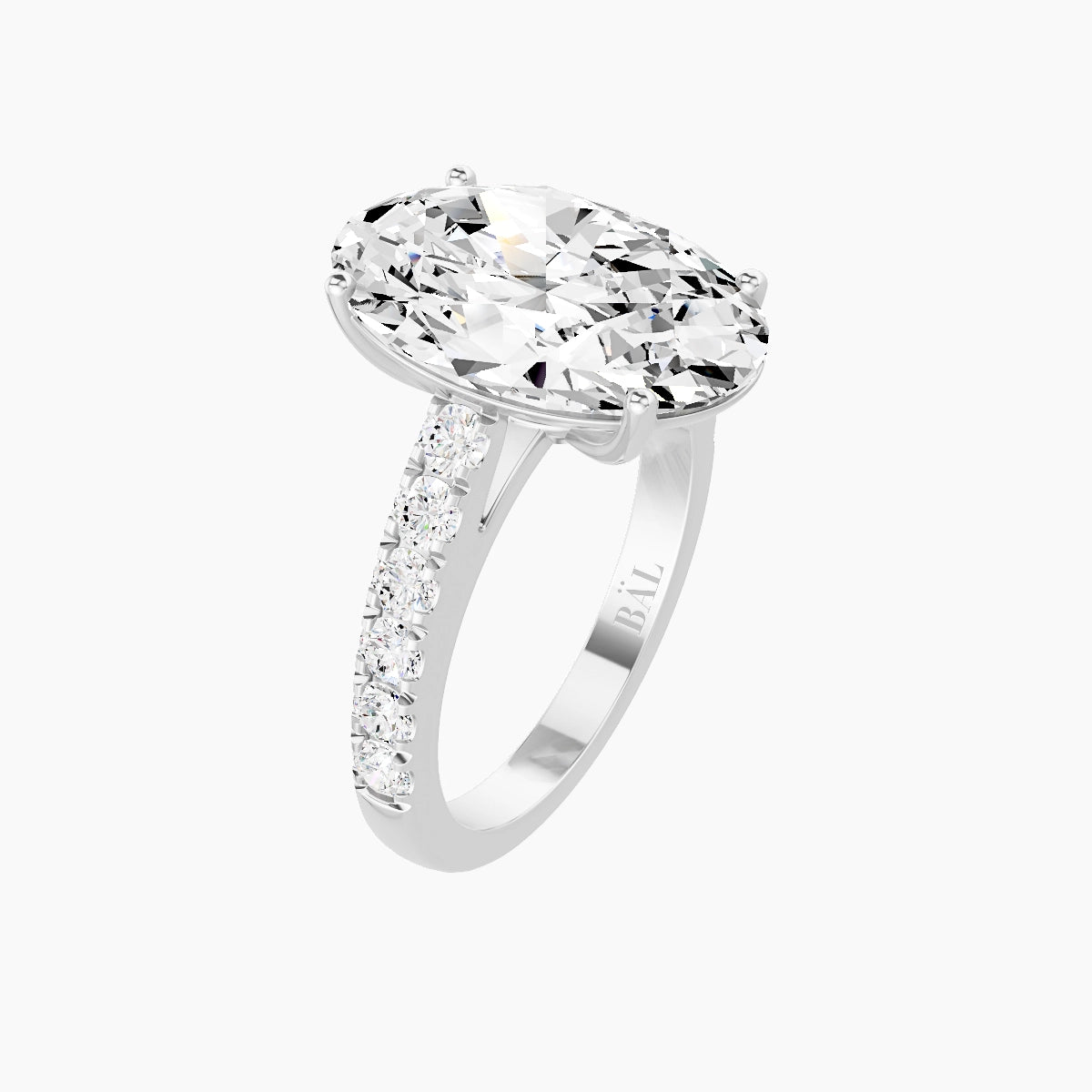 Straight Shank | 18k White Gold 5 ct Oval White Lab Diamond Ring