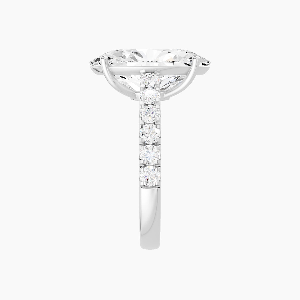 Straight Shank | 18k White Gold 5 ct Oval White Lab Diamond Ring