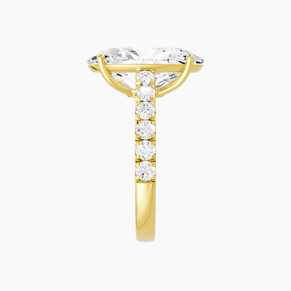 Straight Shank | 18k Yellow Gold 5 ct Oval White Lab Diamond Ring