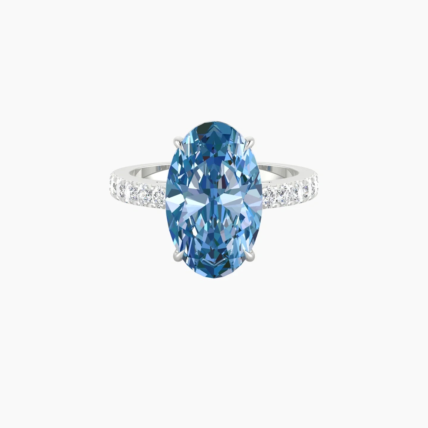 Straight Shank | 18k White Gold 5 ct Oval Cut Ring