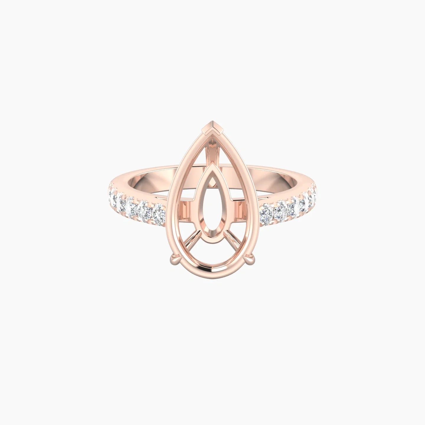 Straight Shank | 18k Rose Gold 5-7.99 ct Pear Cut Ring Setting