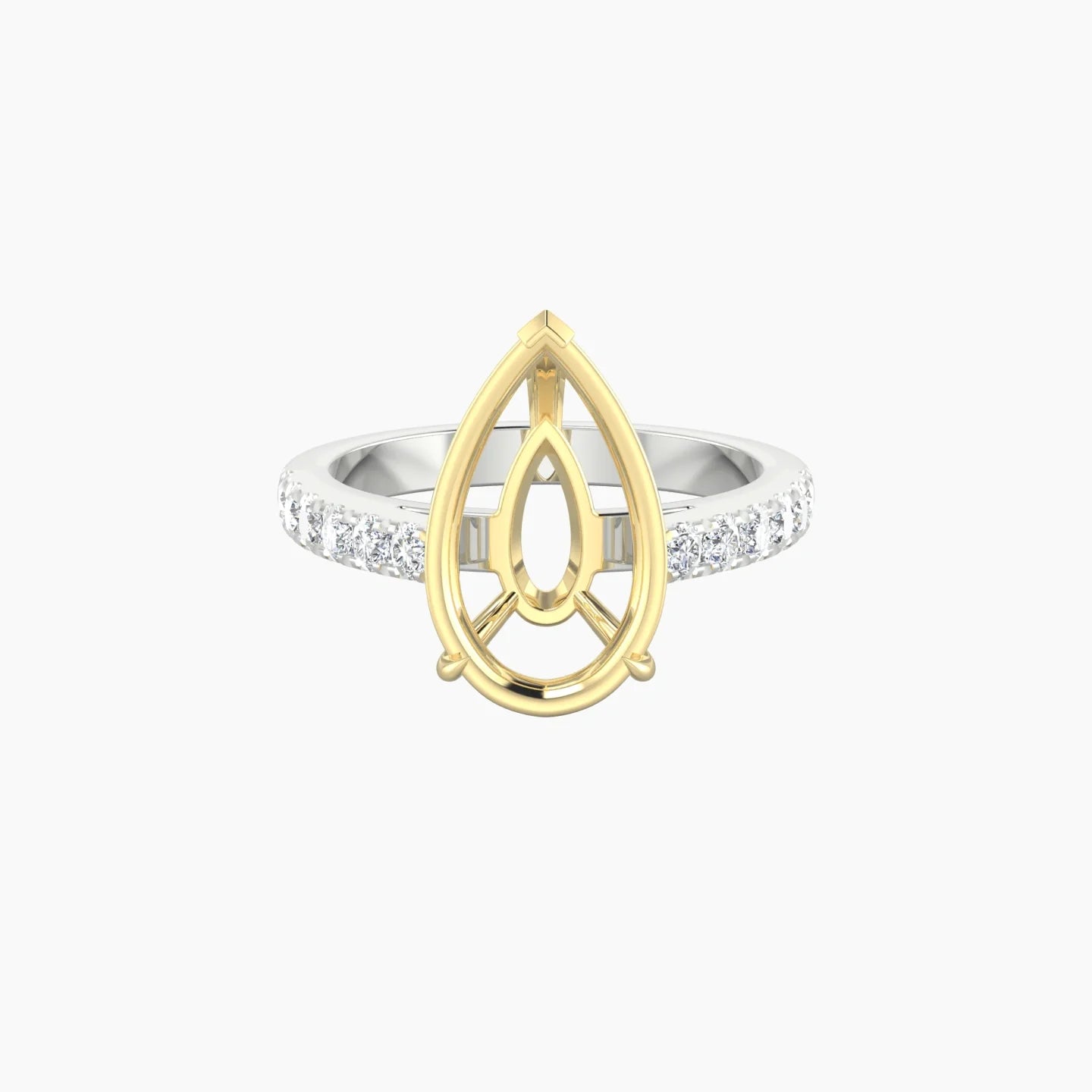 Straight Shank | 18k White & Yellow Gold 5-7.99 ct Pear Cut Ring Setting