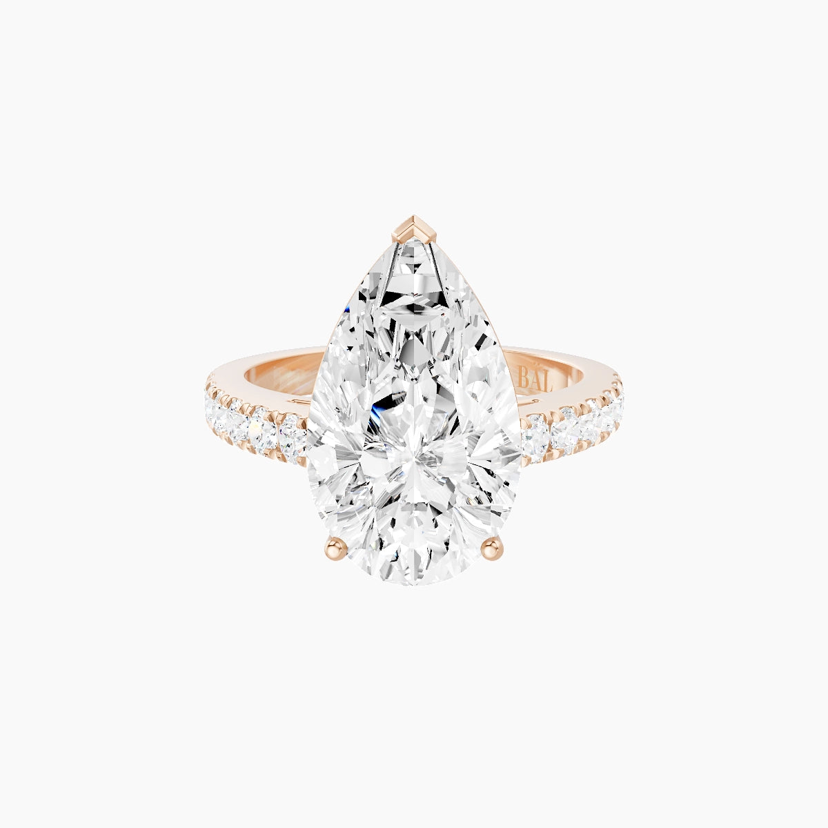 Straight Shank | 18k Rose Gold 5 ct Pear White Lab Diamond Ring