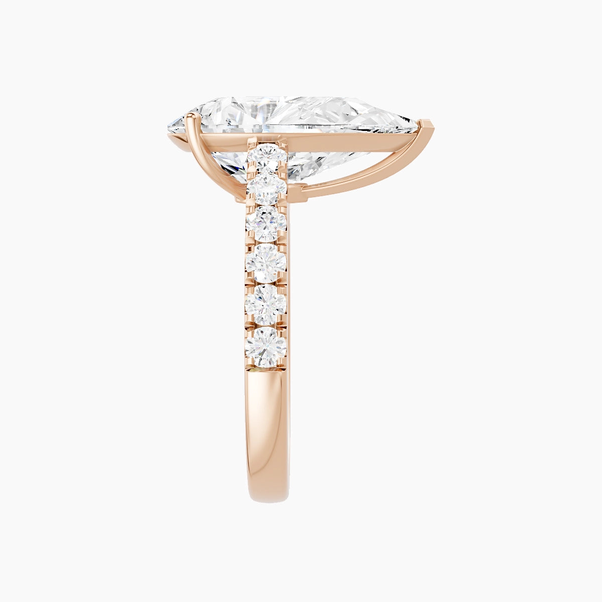 Straight Shank | 18k Rose Gold 5 ct Pear White Lab Diamond Ring