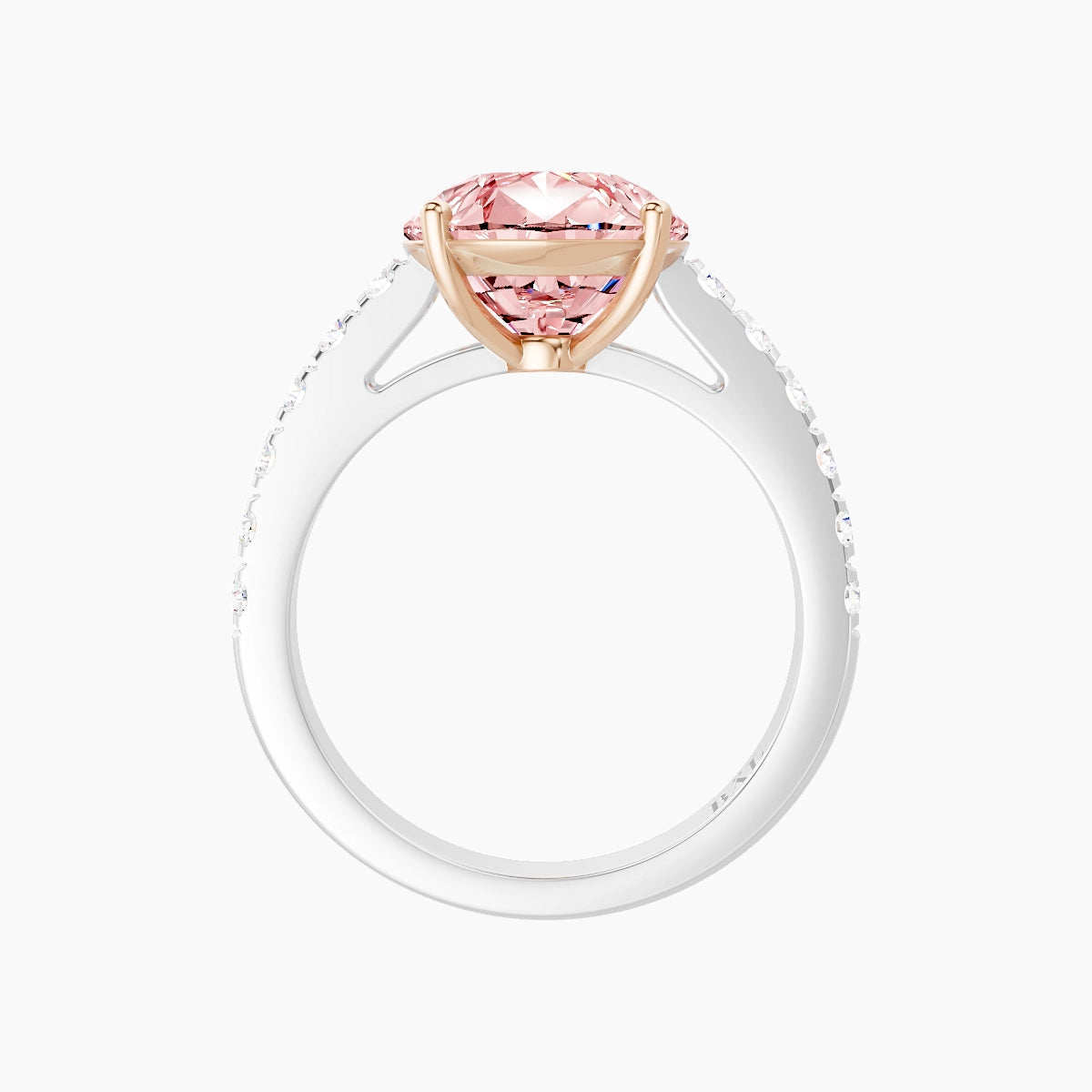 Straight Shank | 18k White & Rose Gold 5 ct Pear Pink Lab Diamond Ring