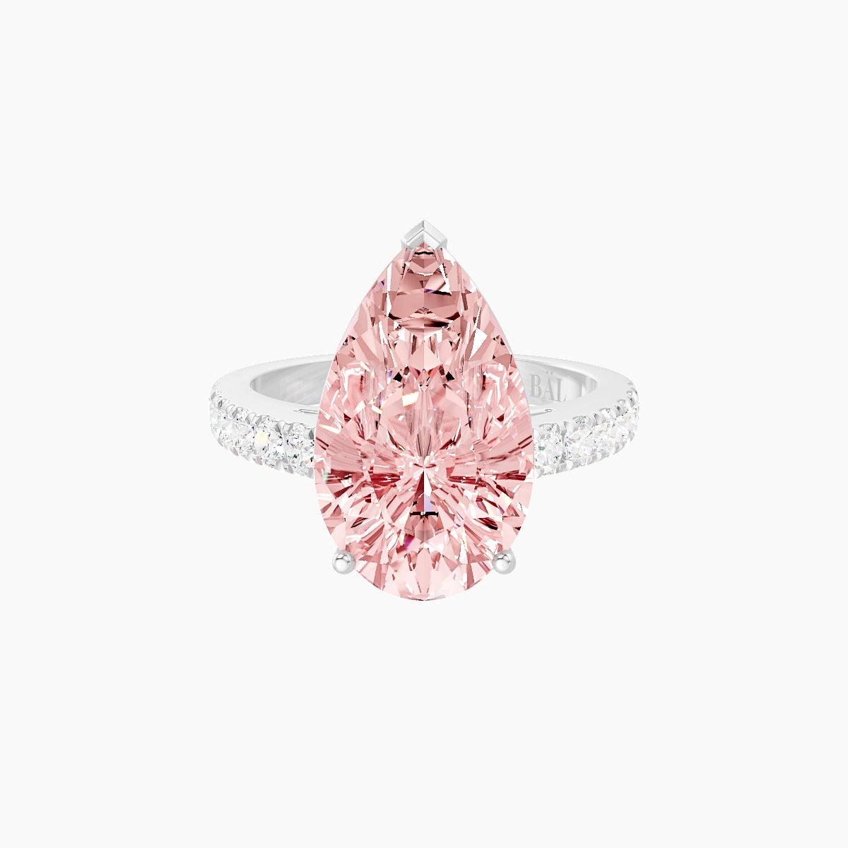 Straight Shank | 18k White Gold 5 ct Pear Pink Lab Diamond Ring