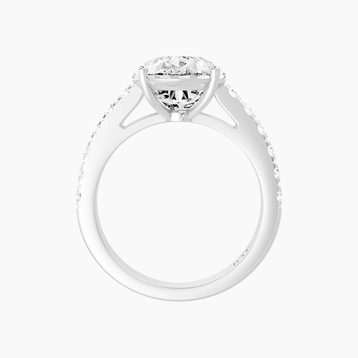 Straight Shank | 18k White Gold 5 ct Pear White Lab Diamond Ring