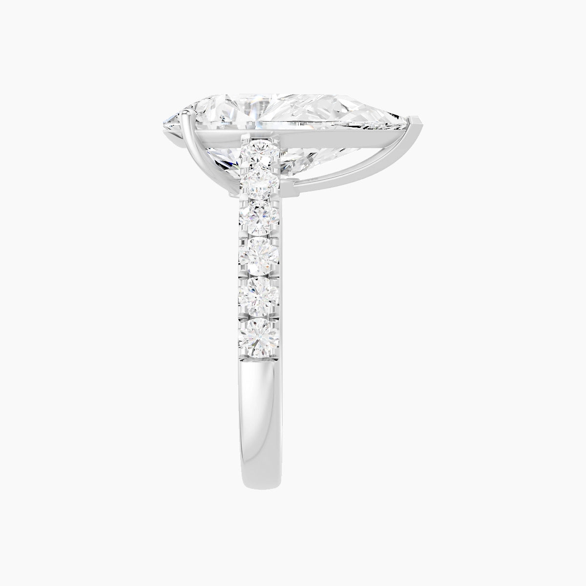 Straight Shank | 18k White Gold 5 ct Pear White Lab Diamond Ring
