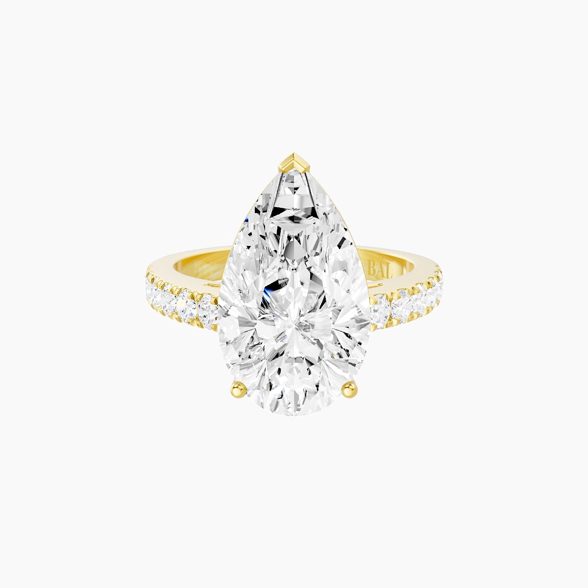 Straight Shank | 18k Yellow Gold 5 ct Pear White Lab Diamond Ring
