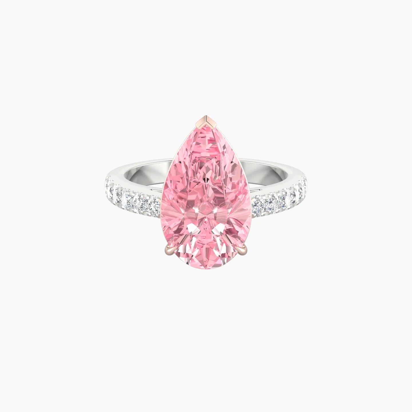 Straight Shank | 18k White & Rose Gold 5 ct Pear Cut Ring