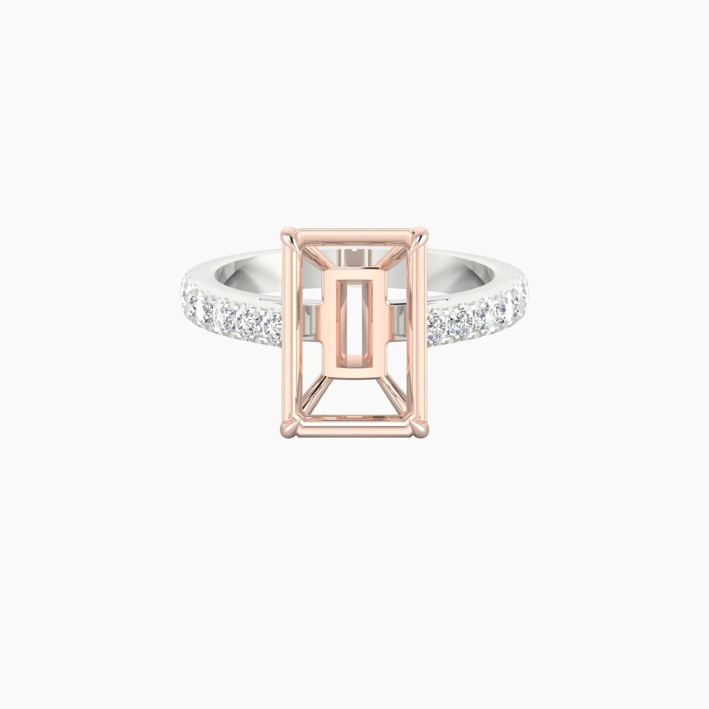 Straight Shank | 18k White & Rose Gold 5-7.99 ct Radiant Cut Ring Setting