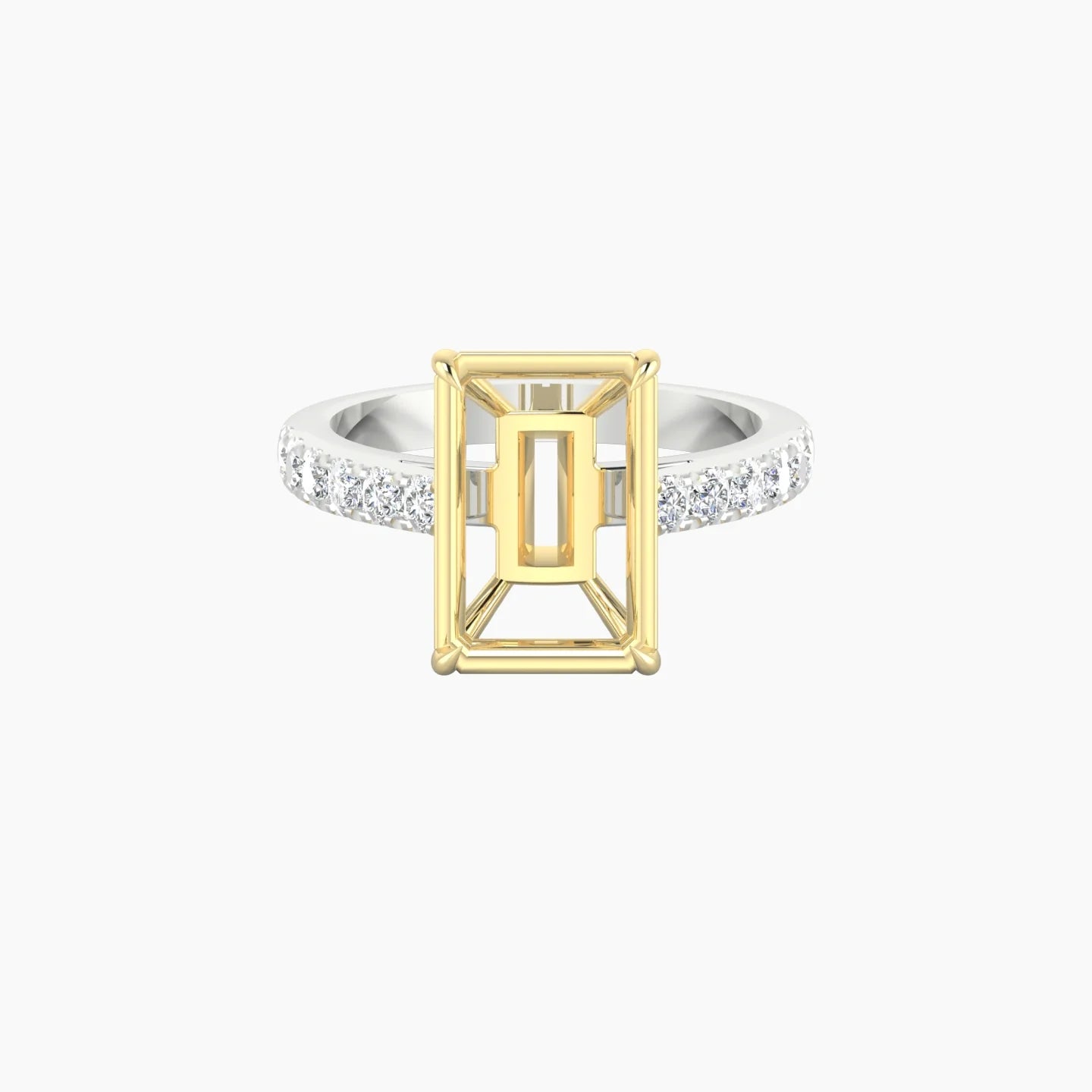 Straight Shank | 18k White & Yellow Gold 5-7.99 ct Radiant Cut Ring Setting