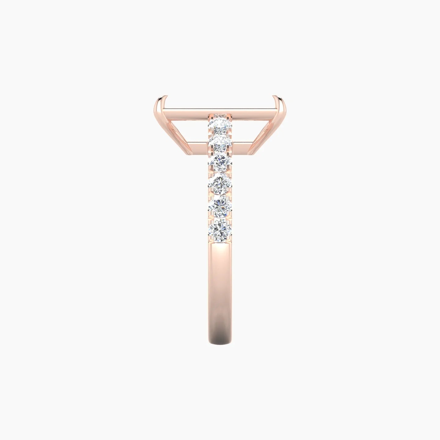 Straight Shank | 18k Rose Gold 5-7.99 ct Radiant Cut Ring Setting