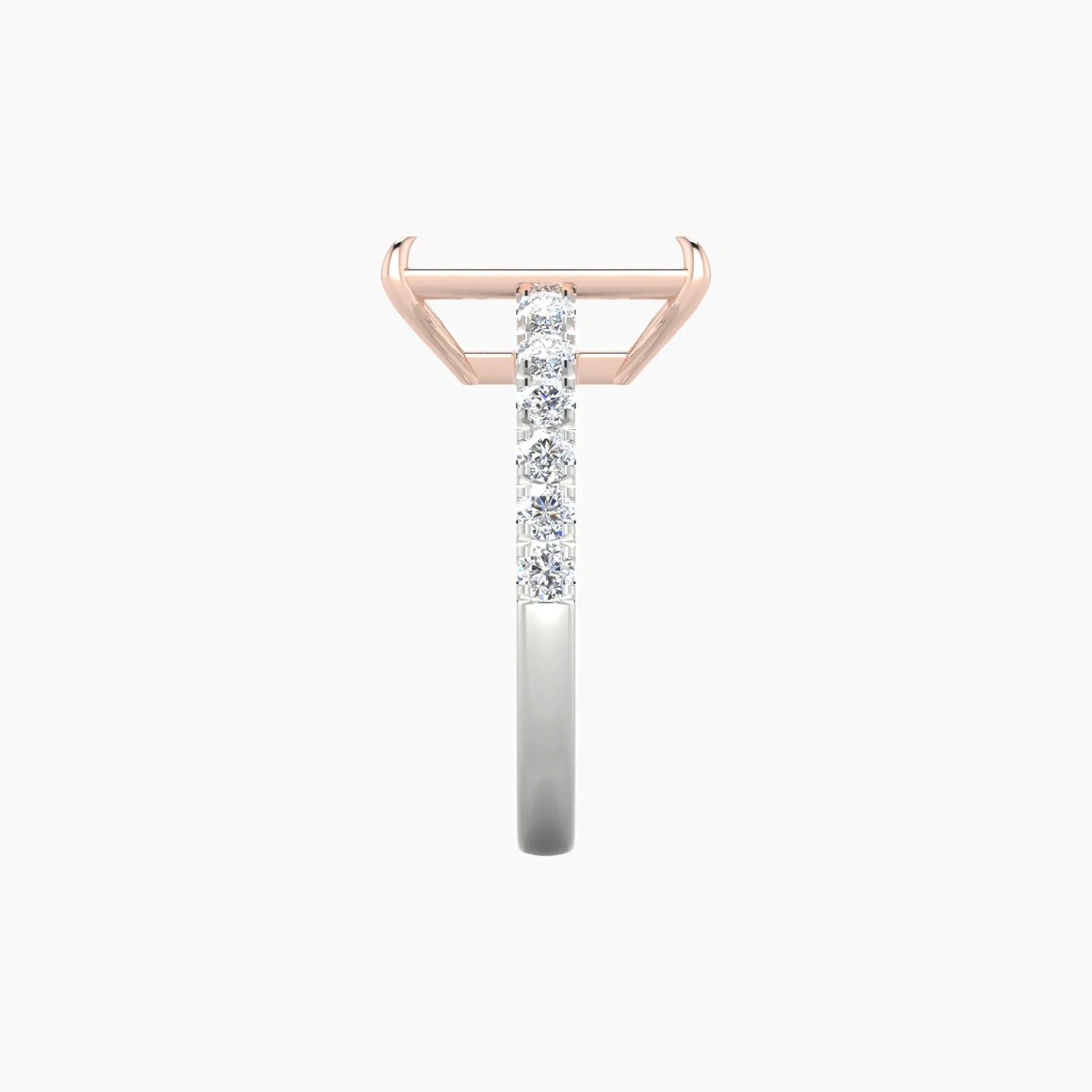 Straight Shank | 18k White & Rose Gold 5-7.99 ct Radiant Cut Ring Setting