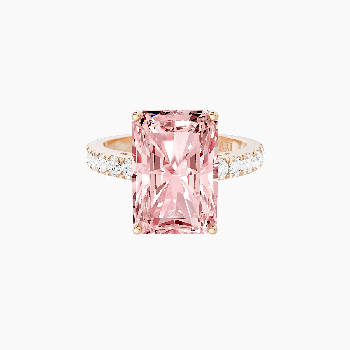 Straight Shank | 18k Rose Gold 5 ct Radiant Pink Lab Diamond Ring