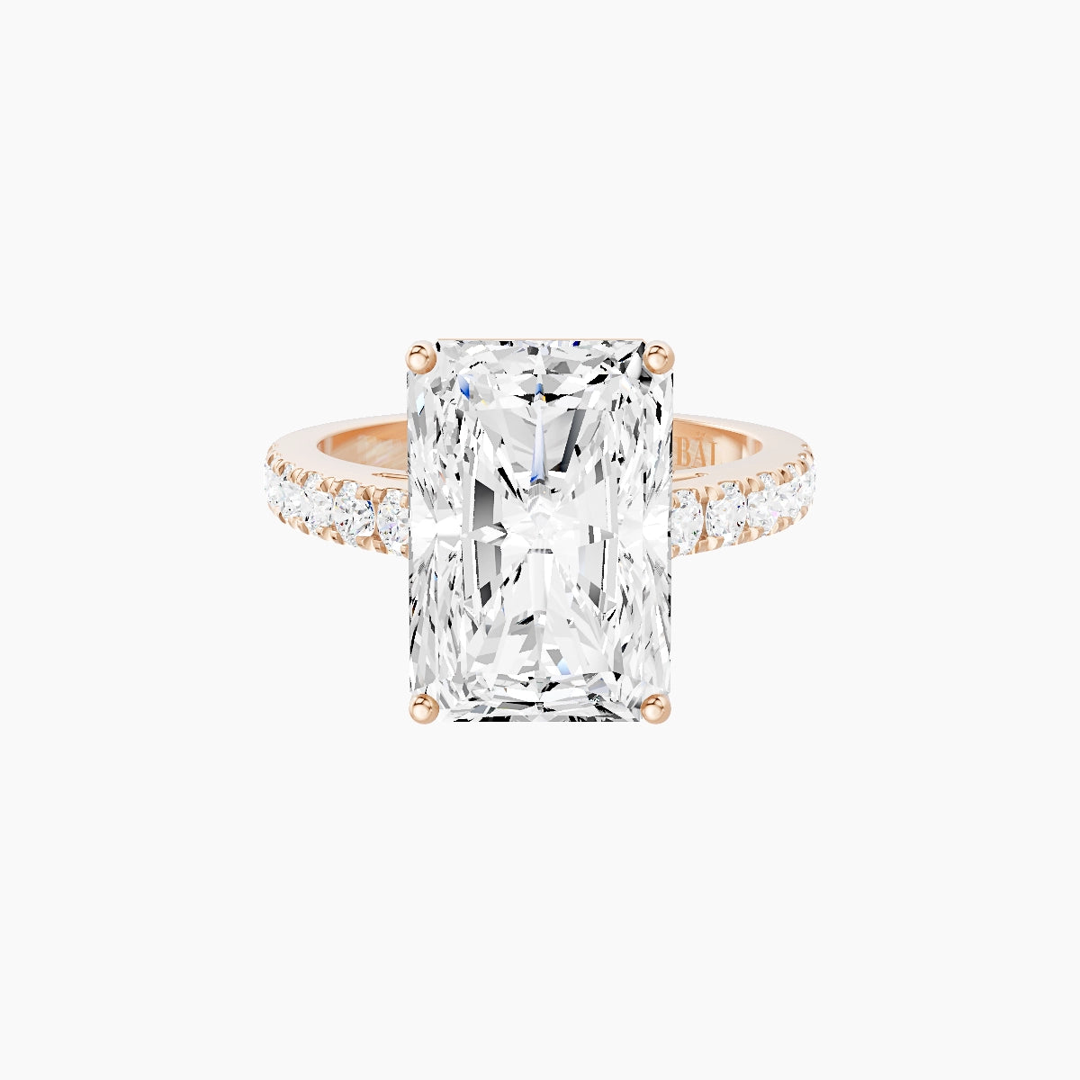 Straight Shank | 18k Rose Gold 5 ct Radiant White Lab Diamond Ring