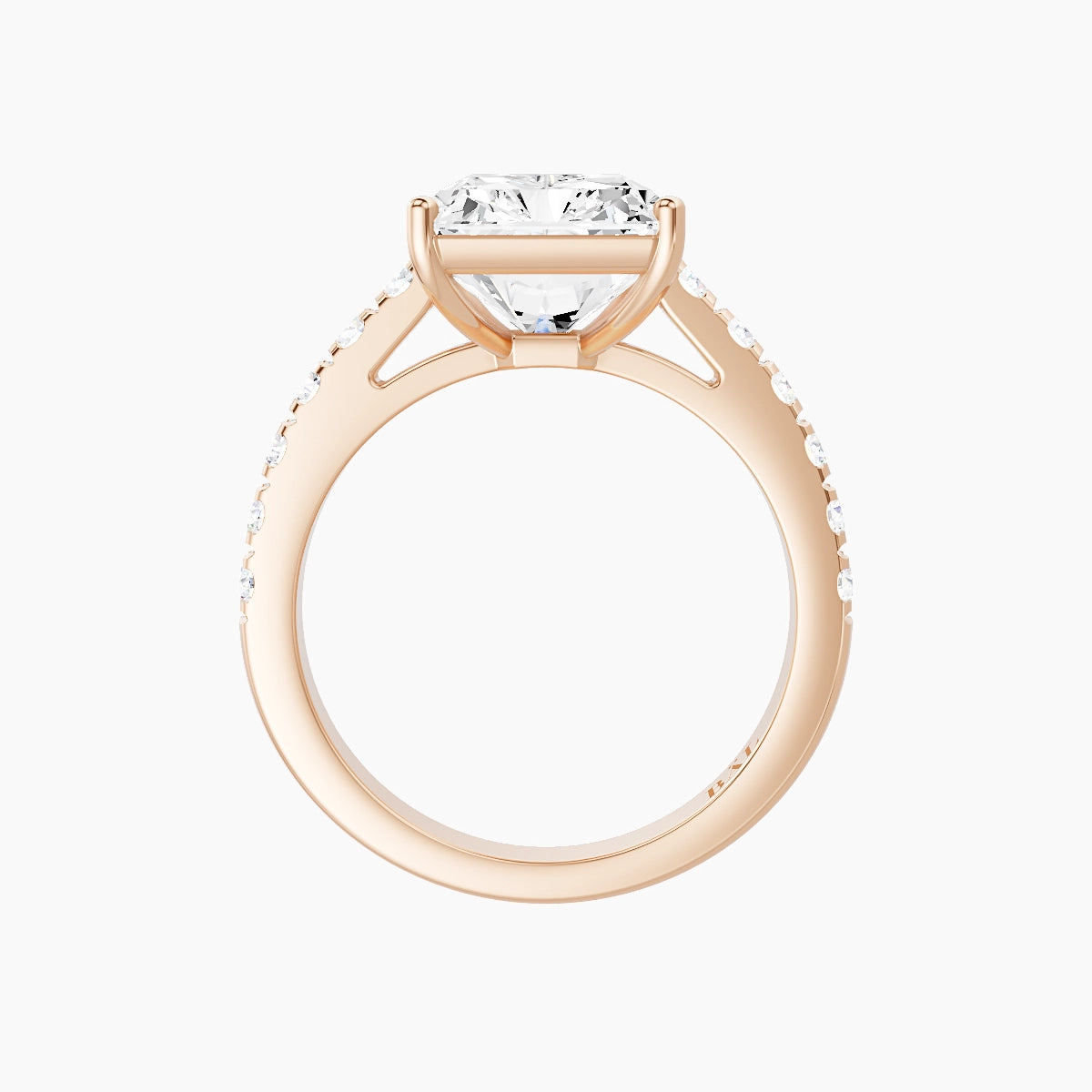 Straight Shank | 18k Rose Gold 5 ct Radiant White Lab Diamond Ring