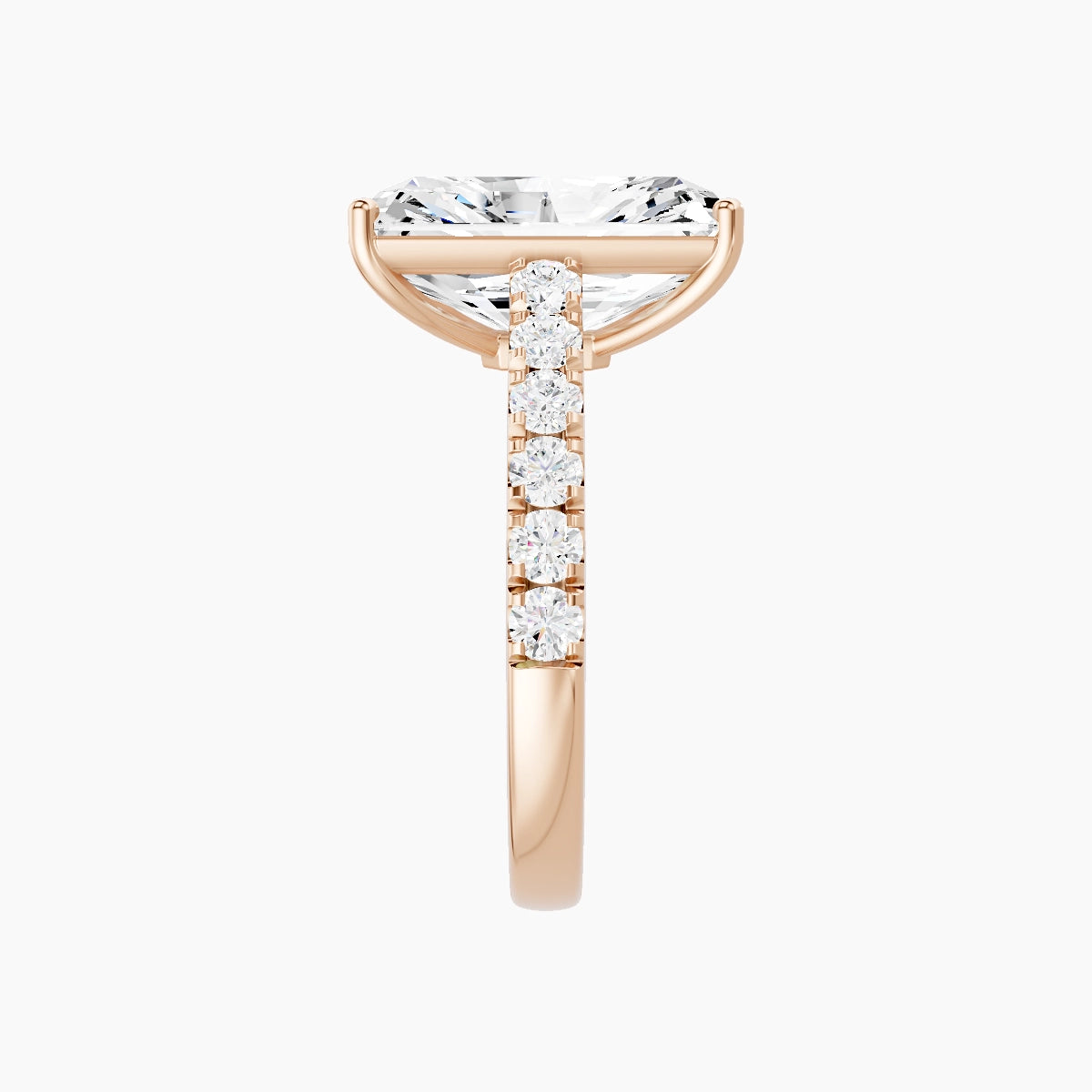 Straight Shank | 18k Rose Gold 5 ct Radiant White Lab Diamond Ring