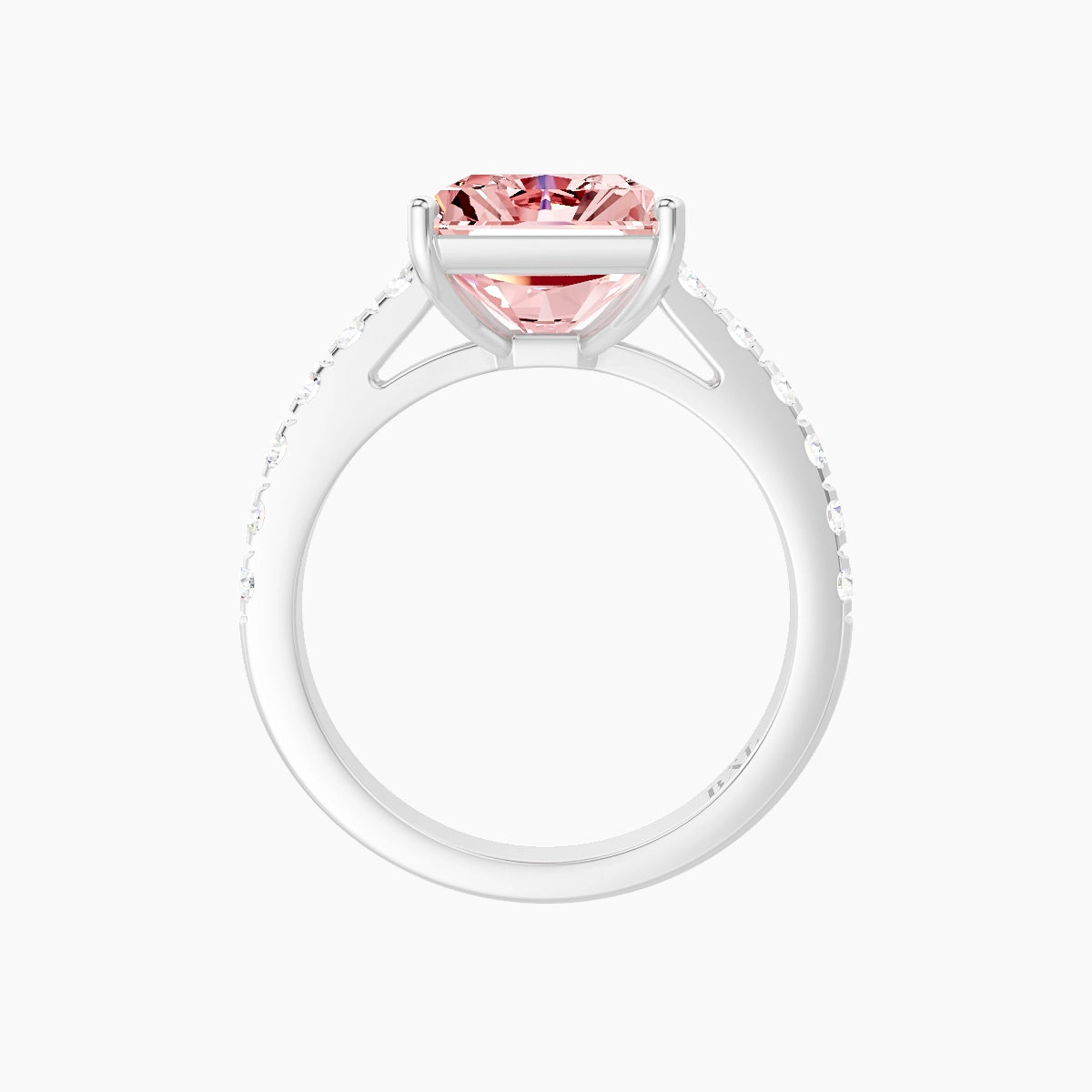 Straight Shank | 18k White Gold 5 ct Radiant Pink Lab Diamond Ring