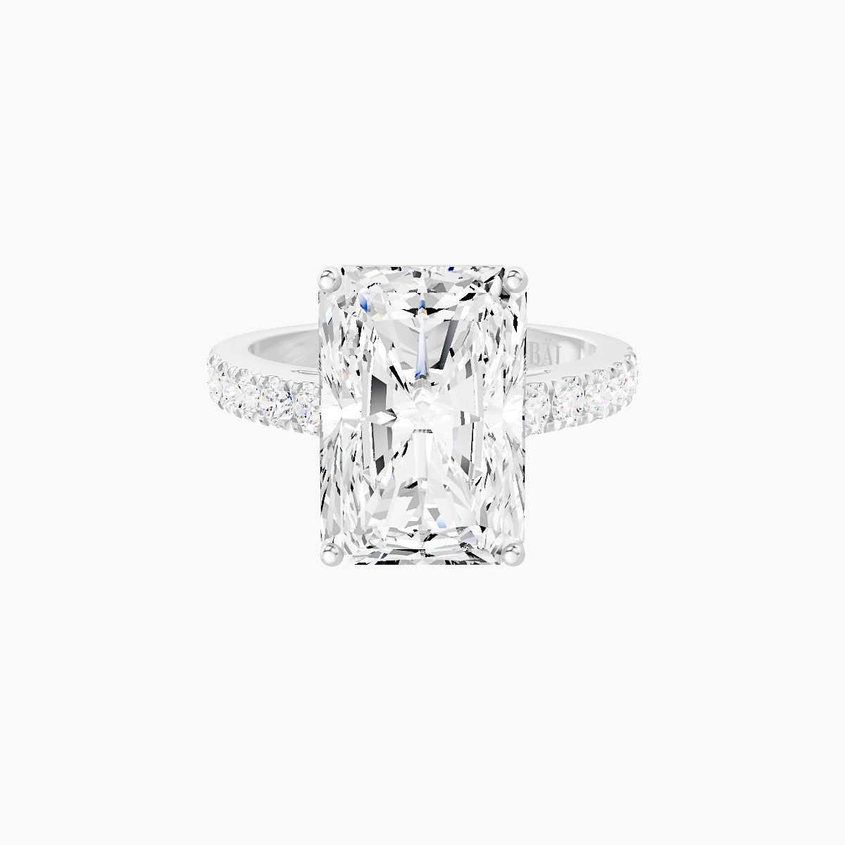Straight Shank | 18k White Gold 5 ct Radiant White Lab Diamond Ring