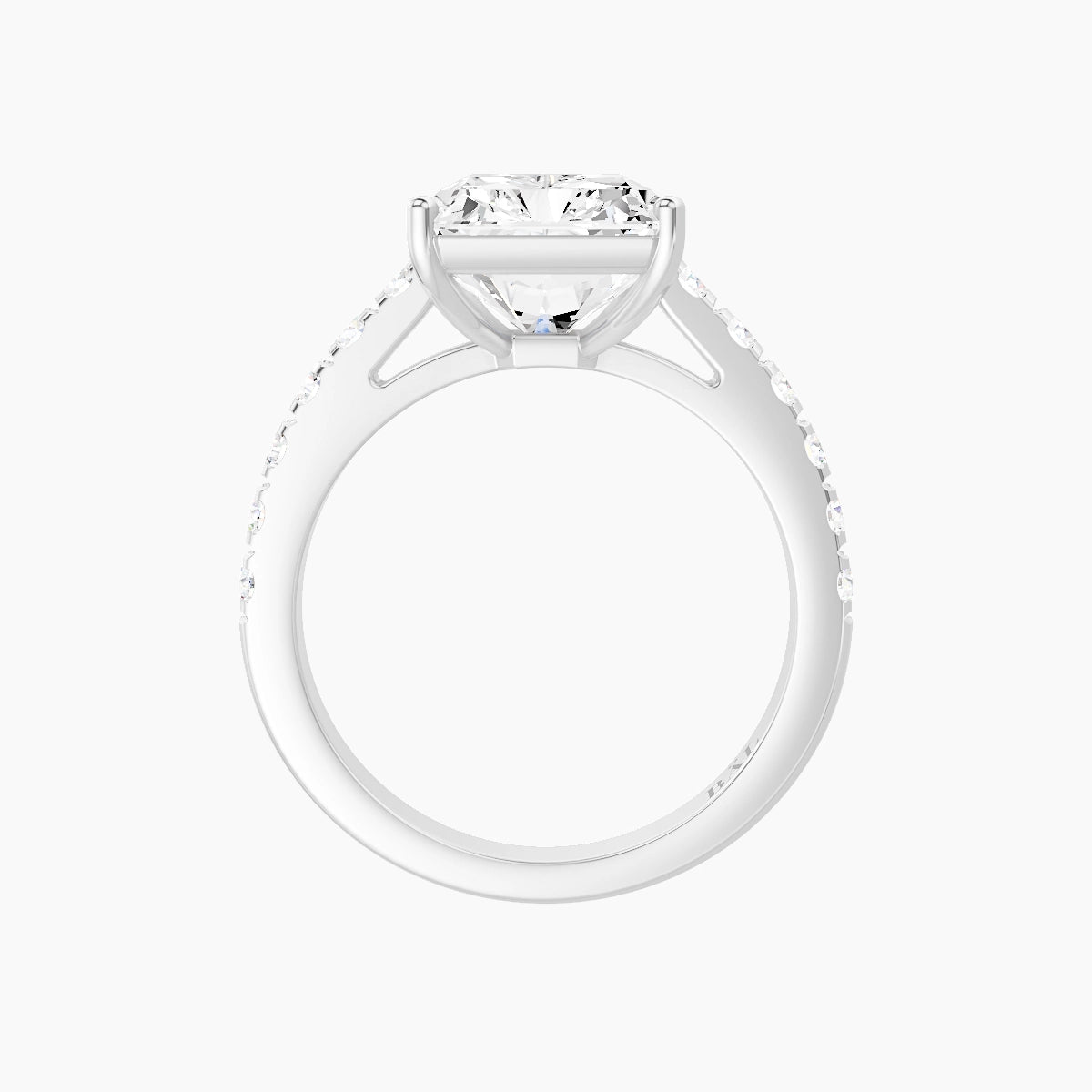 Straight Shank | 18k White Gold 5 ct Radiant White Lab Diamond Ring
