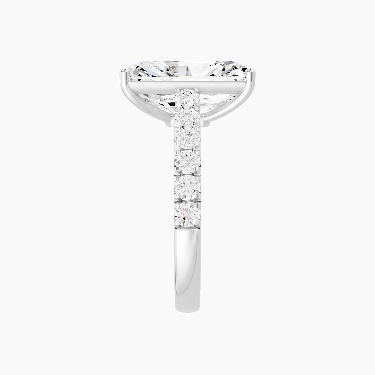 Straight Shank | 18k White Gold 5 ct Radiant White Lab Diamond Ring