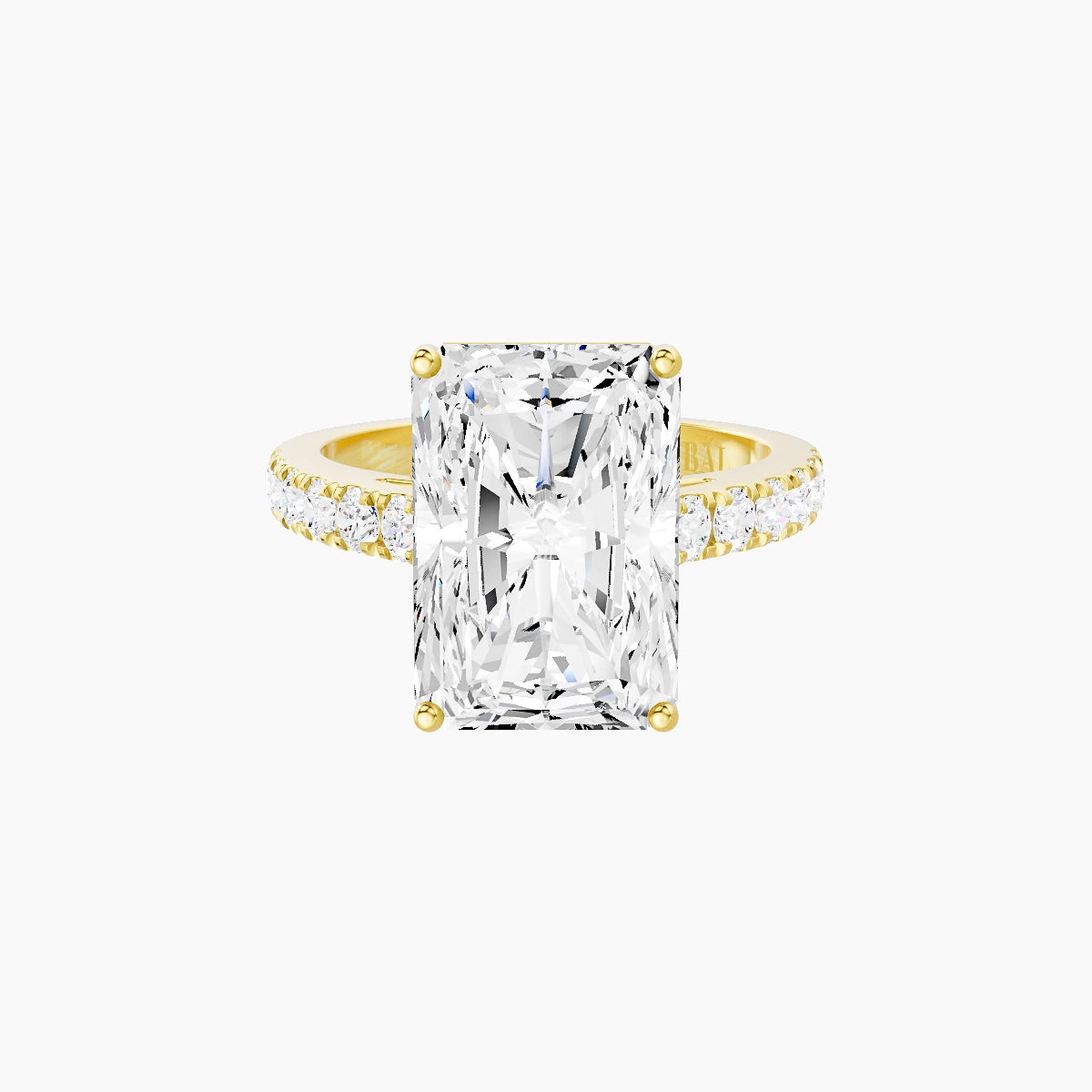 Straight Shank | 18k Yellow Gold 5 ct Radiant White Lab Diamond Ring