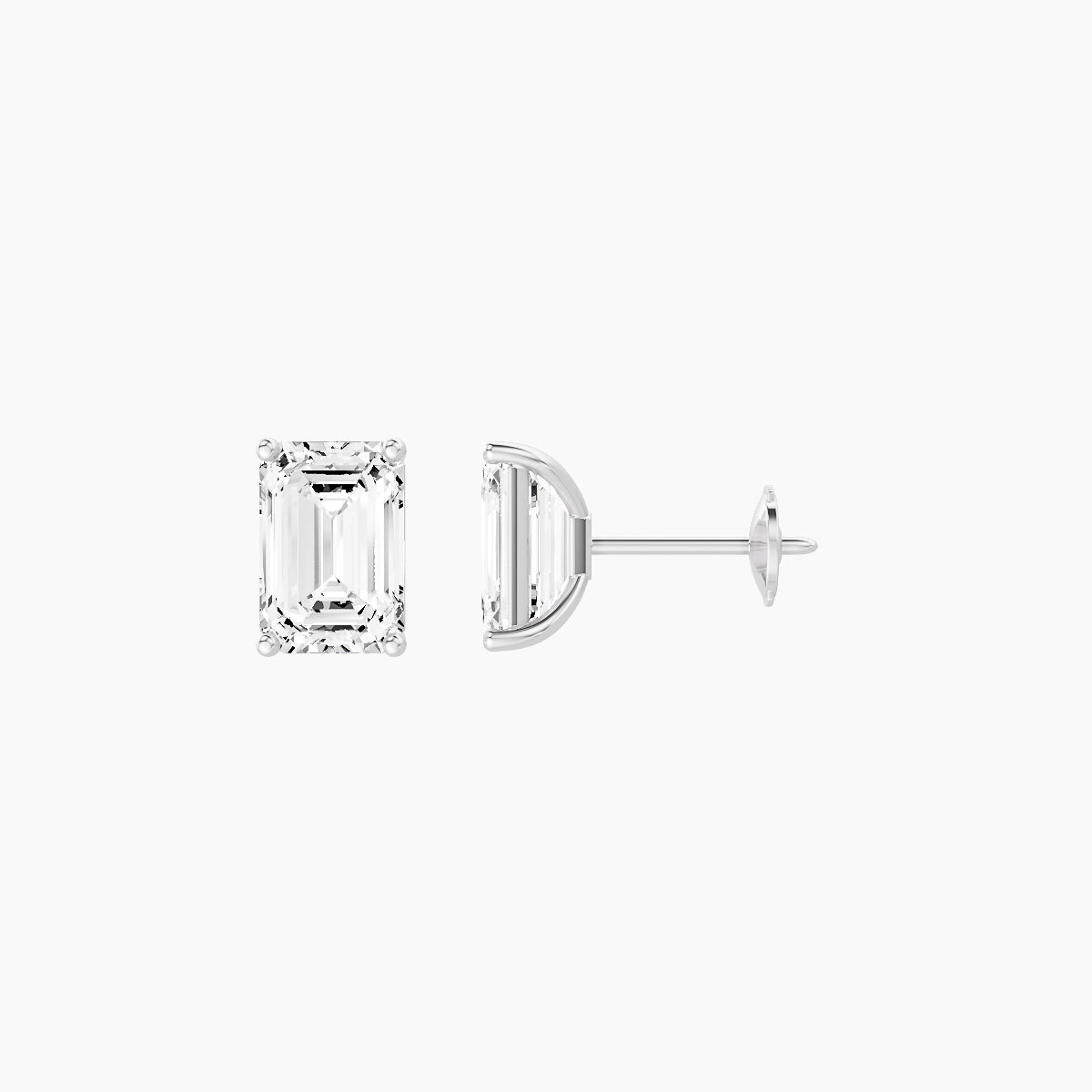 18k White Gold 2ct Emerald White Lab Diamond Stud Earrings