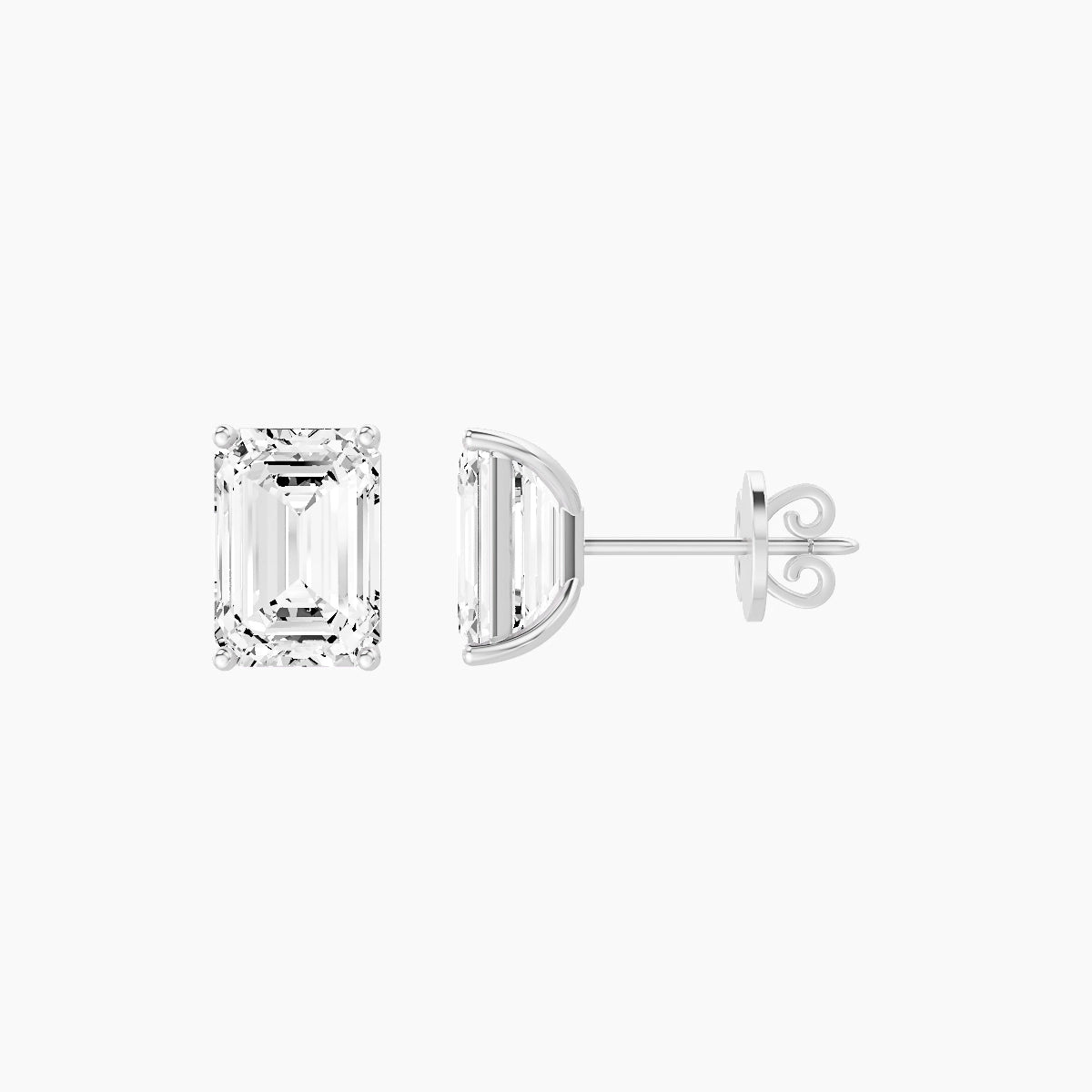 18k White Gold 3ct Emerald White Lab Diamond Stud Earrings