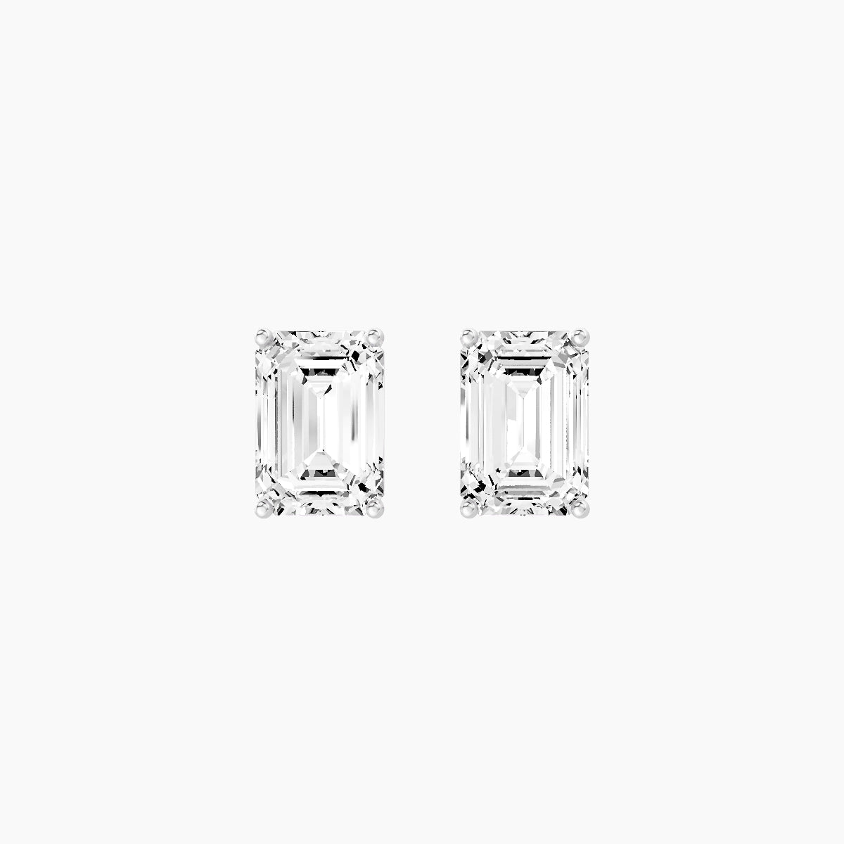 18k White Gold 3ct Emerald White Lab Diamond Stud Earrings