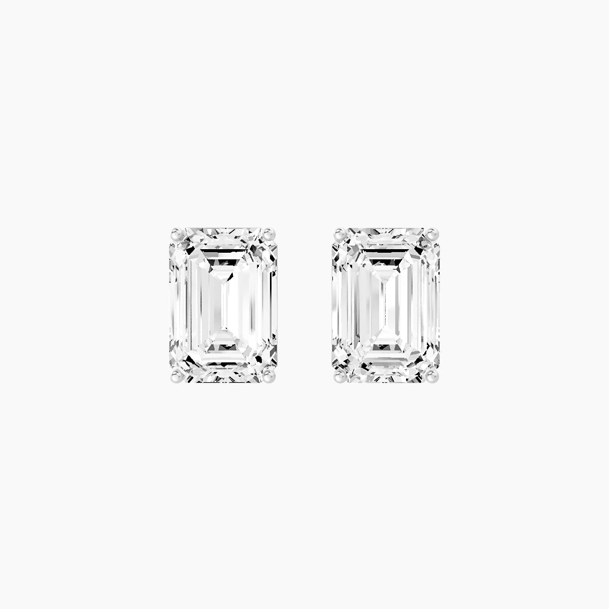 18k White Gold 5ct Emerald White Lab Diamond Stud Earrings