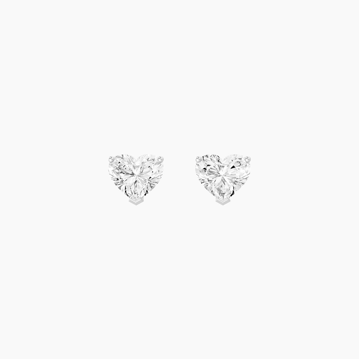 18k White Gold 1ct Heart White Lab Diamond Stud Earrings
